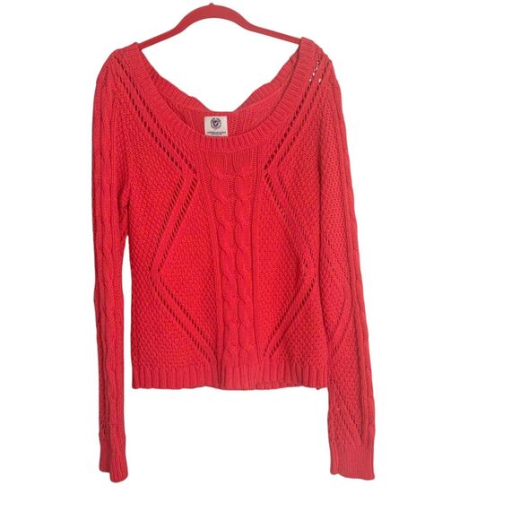 American Eagle Womens Bright Chunky Loose Cable Knit Pink Sweater L Soft Girl - Picture 1 of 7